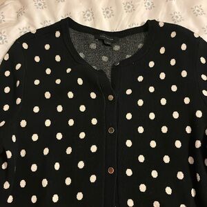 EUC Ann Taylor Polka Dot Sweater Size Large Black White